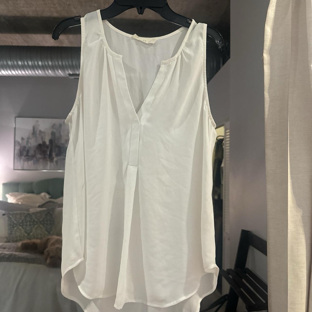 Lush Cream Asymmetrical Sleeveless Blouse